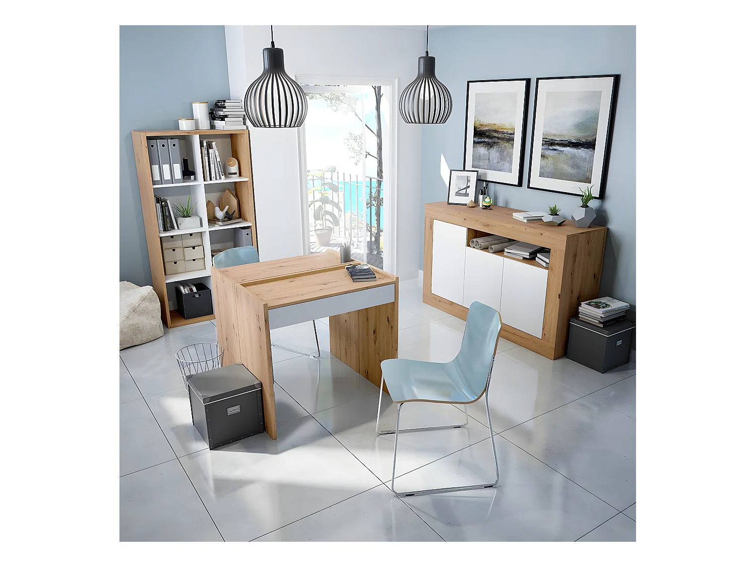 Anrichte mit 3 Türen und einem Aufbewahrungsfach L139 cm - Baltik