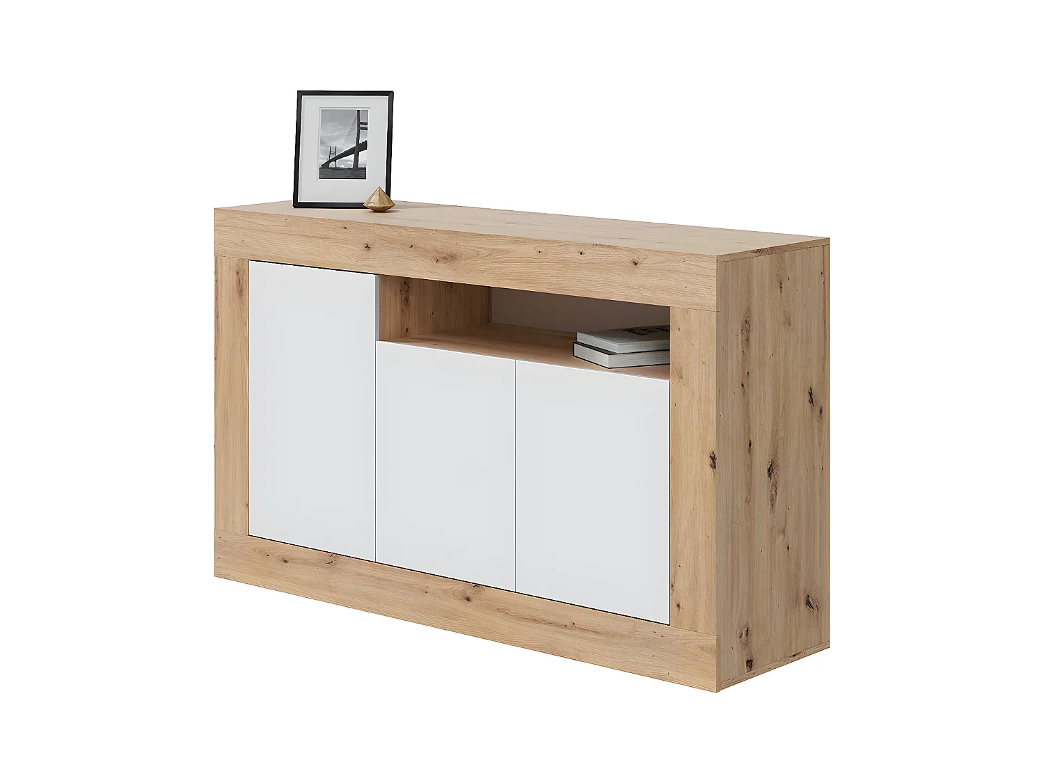Anrichte mit 3 Türen und einem Aufbewahrungsfach L139 cm - Baltik