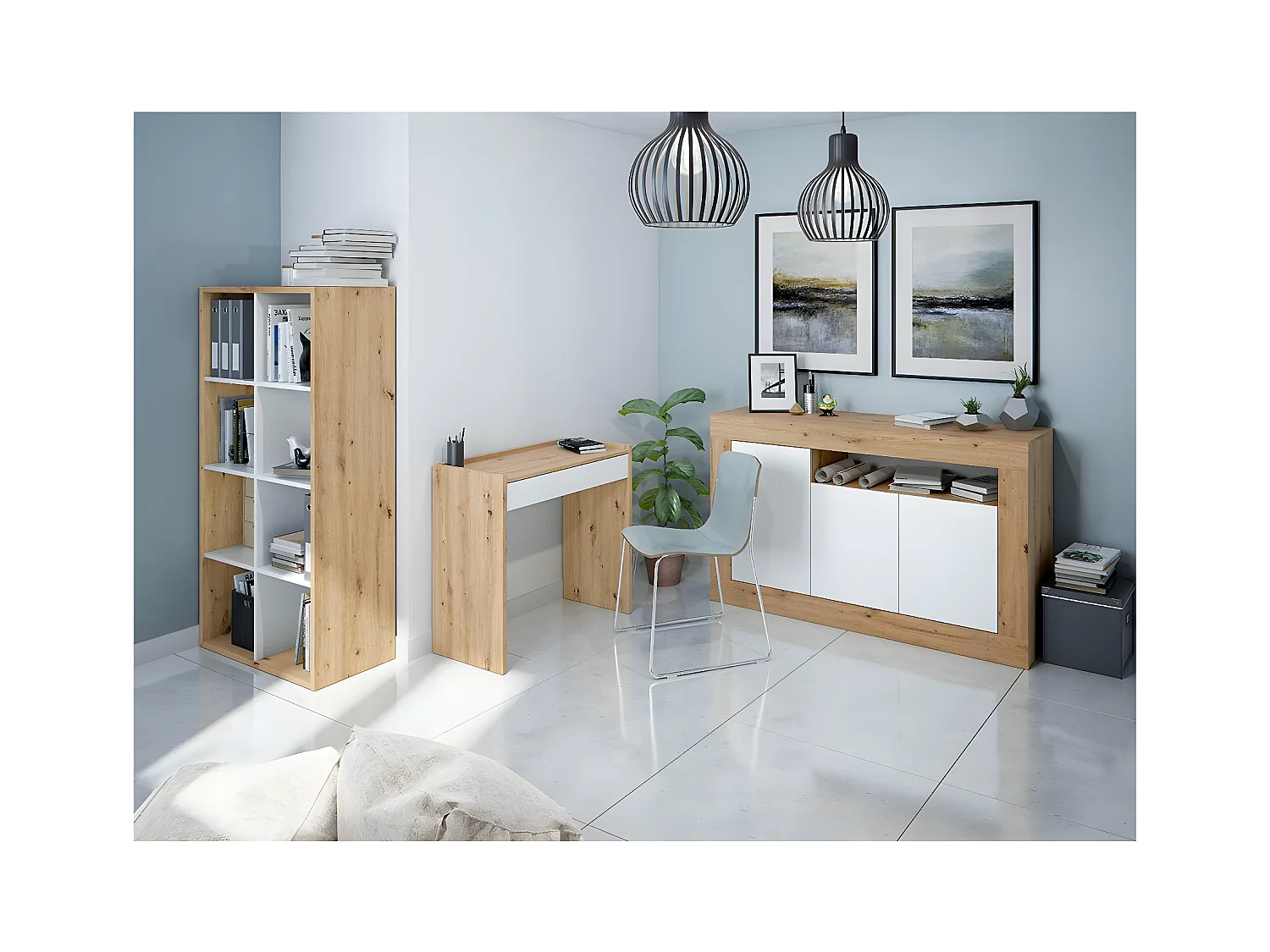 Anrichte mit 3 Türen und einem Aufbewahrungsfach L139 cm - Baltik