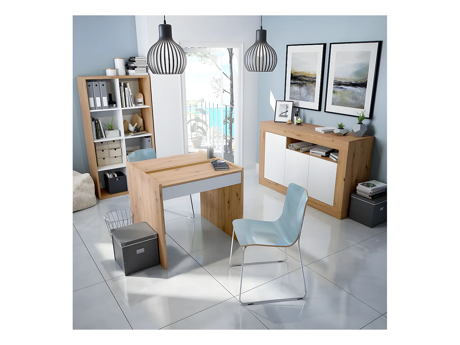 Anrichte mit 3 Türen und einem Aufbewahrungsfach L139 cm - Baltik