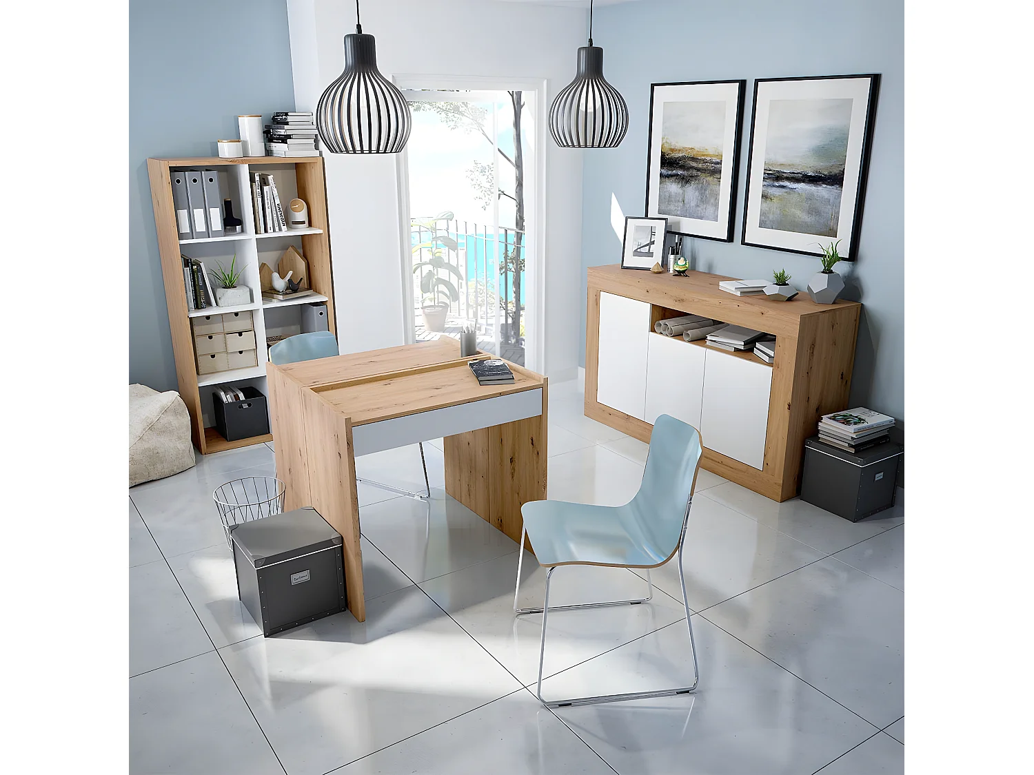 Buffet 3 portes et un compartiment de rangement L139 cm - Baltik