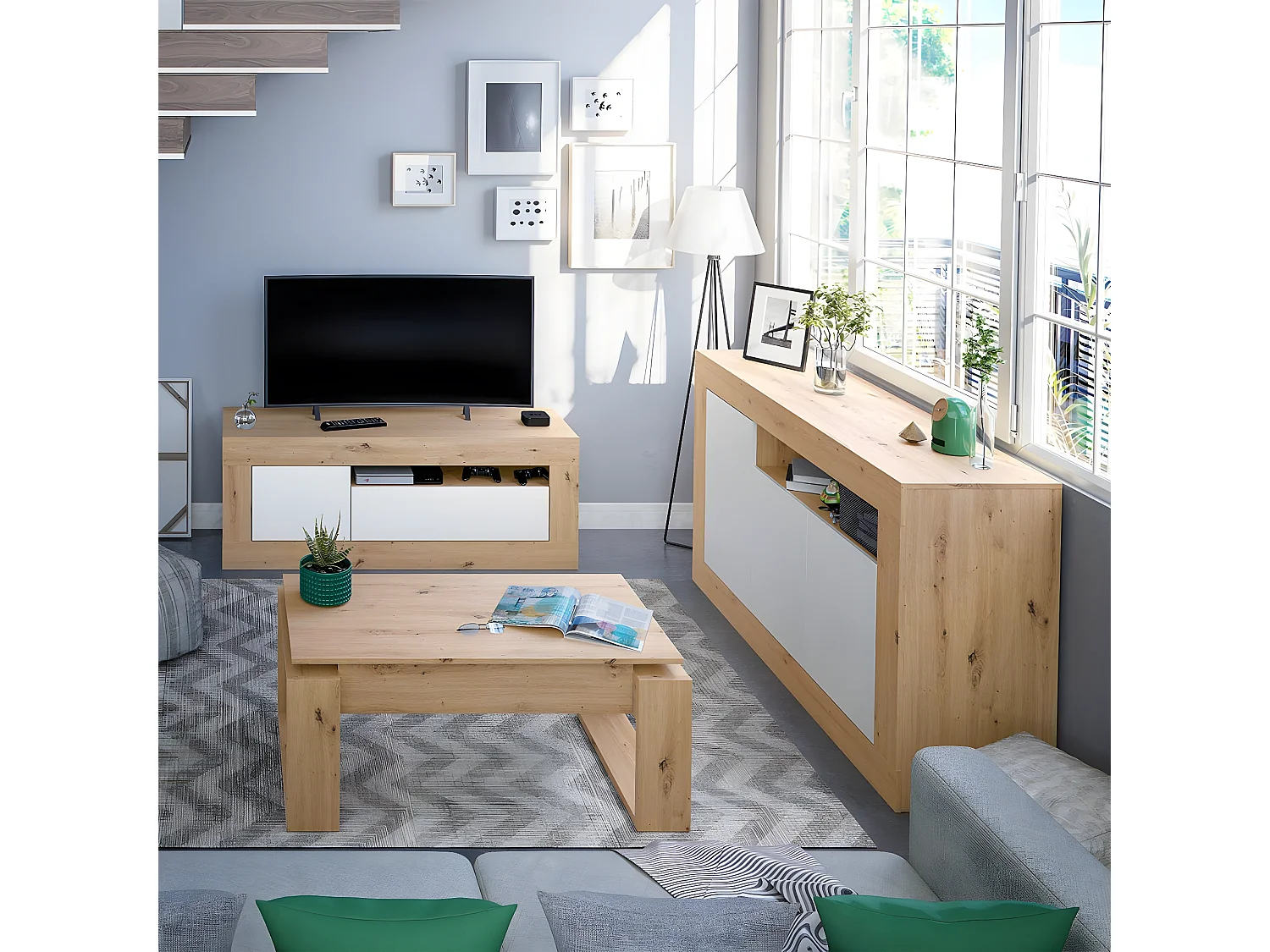 Buffet 3 portes et un compartiment de rangement L139 cm - Baltik