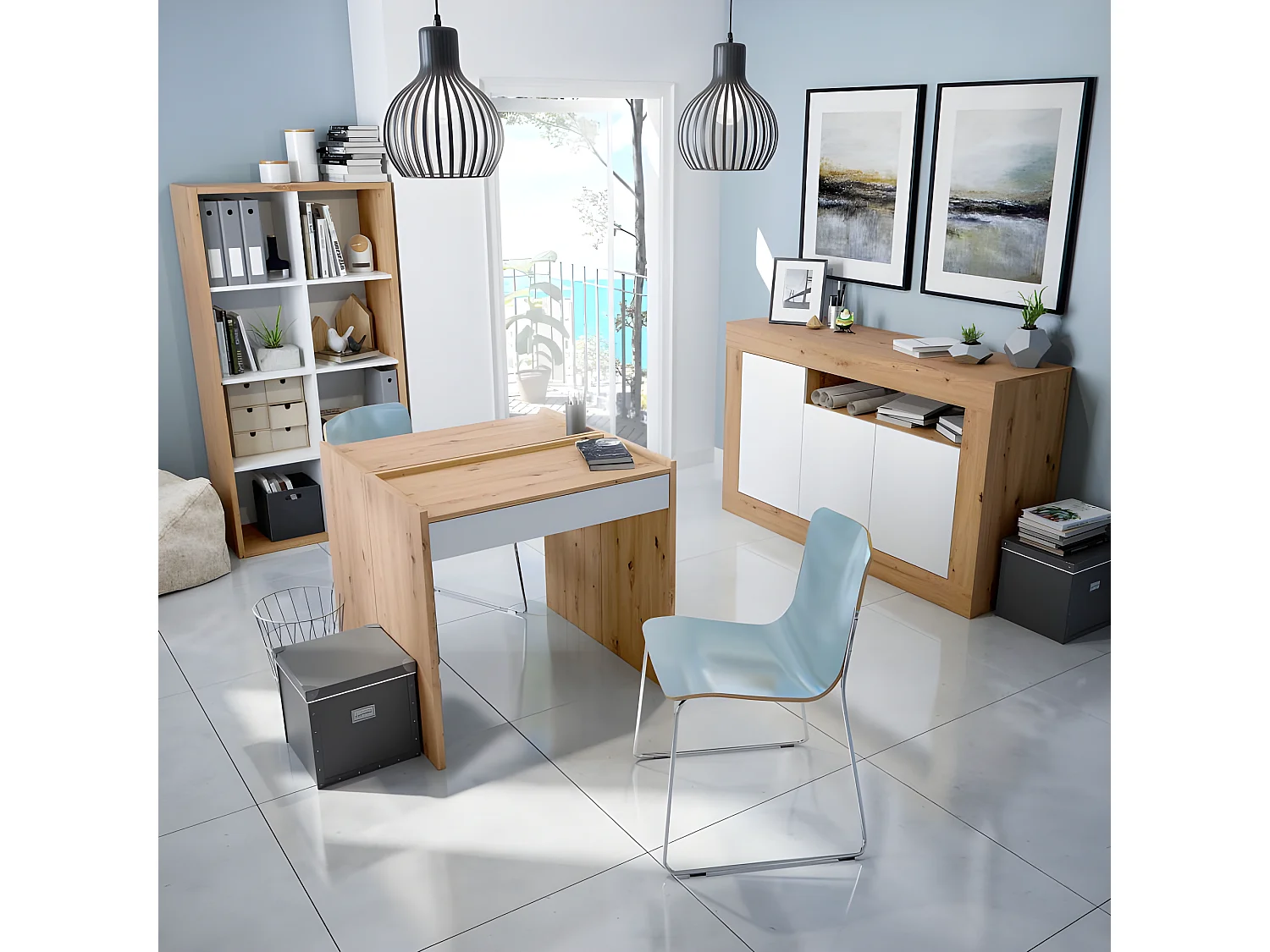 Buffet 3 portes et un compartiment de rangement L139 cm - Baltik