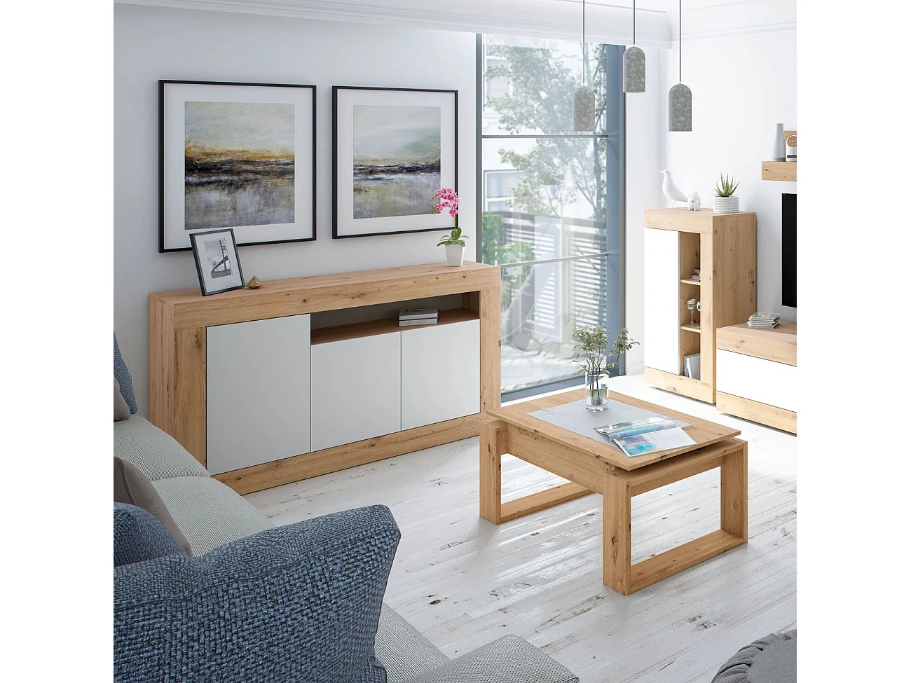 Buffet 3 portes et un compartiment de rangement L139 cm - Baltik