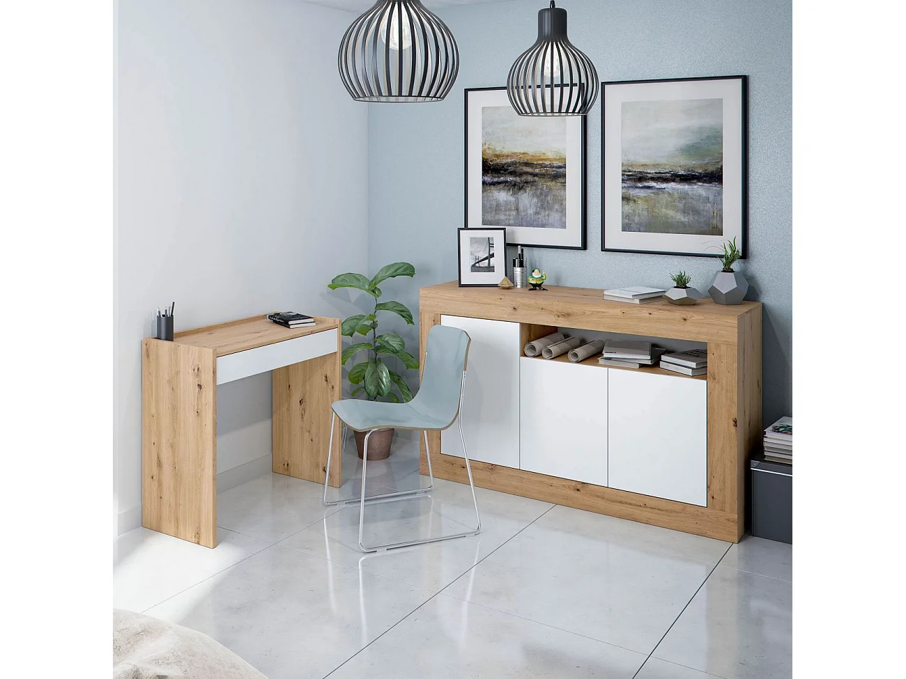 Buffet 3 portes et un compartiment de rangement L139 cm - Baltik