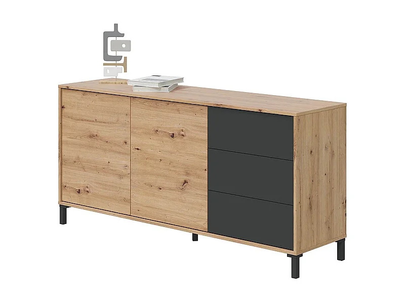 Sideboard mit 2 Türen und 3 Schubladen Brooklyn - L154cm