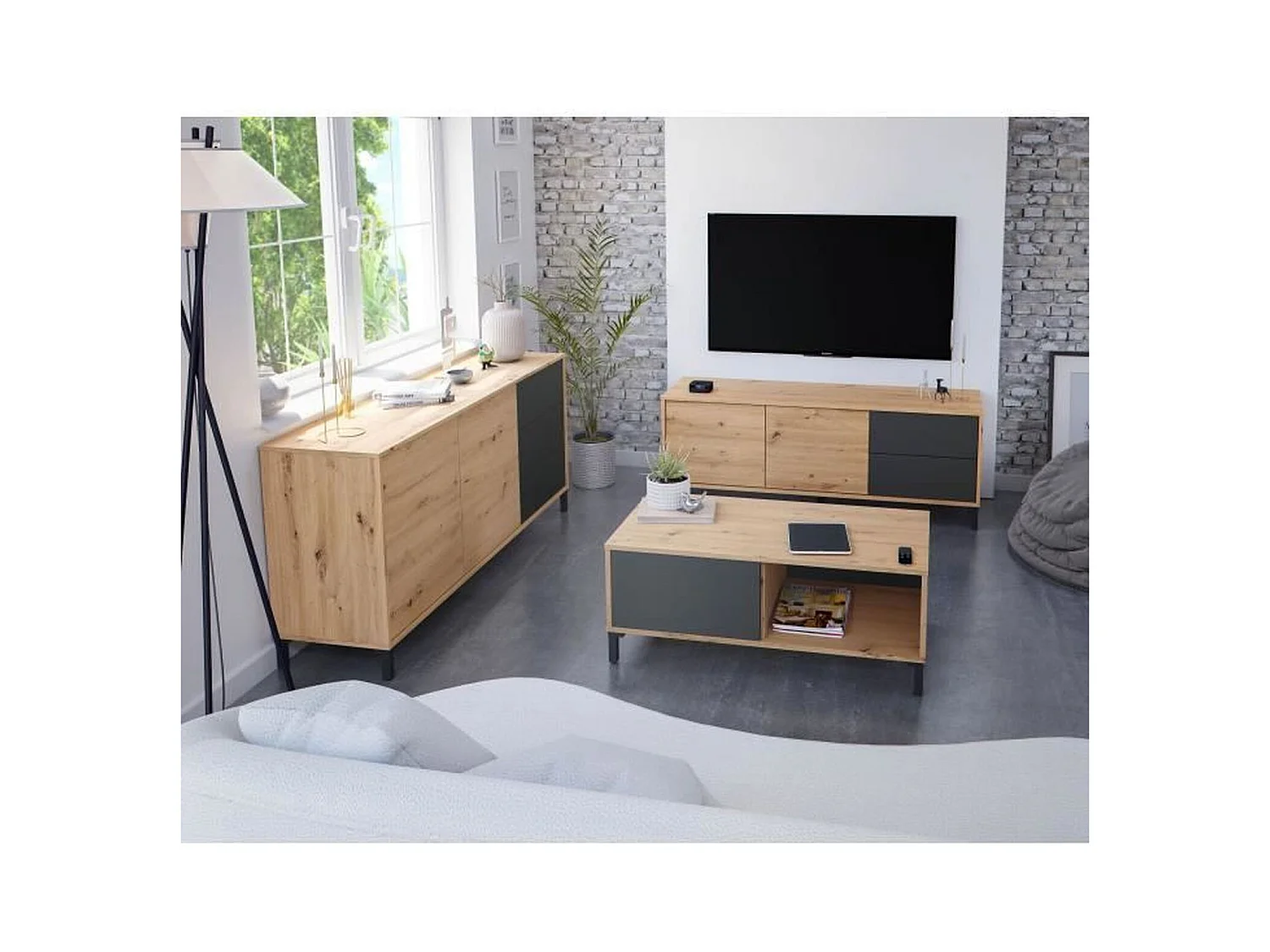 Sideboard mit 2 Türen und 3 Schubladen Brooklyn - L154cm