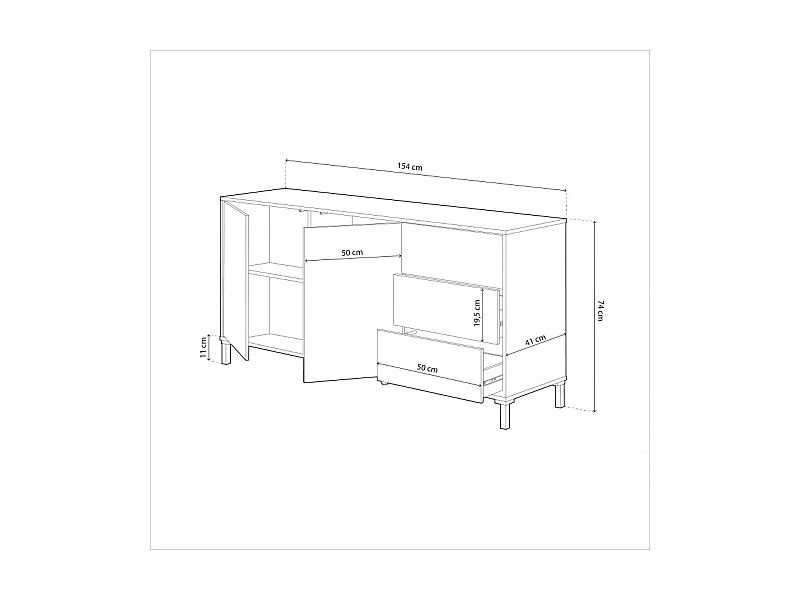 Buffet 2 portes et 3 tiroirs Brooklyn - L154cm