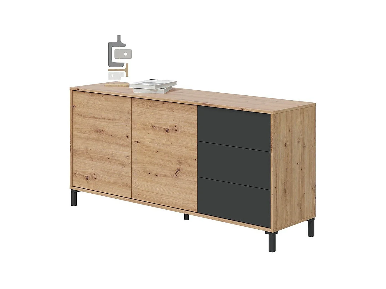 Buffet 2 portes et 3 tiroirs Brooklyn - L154cm