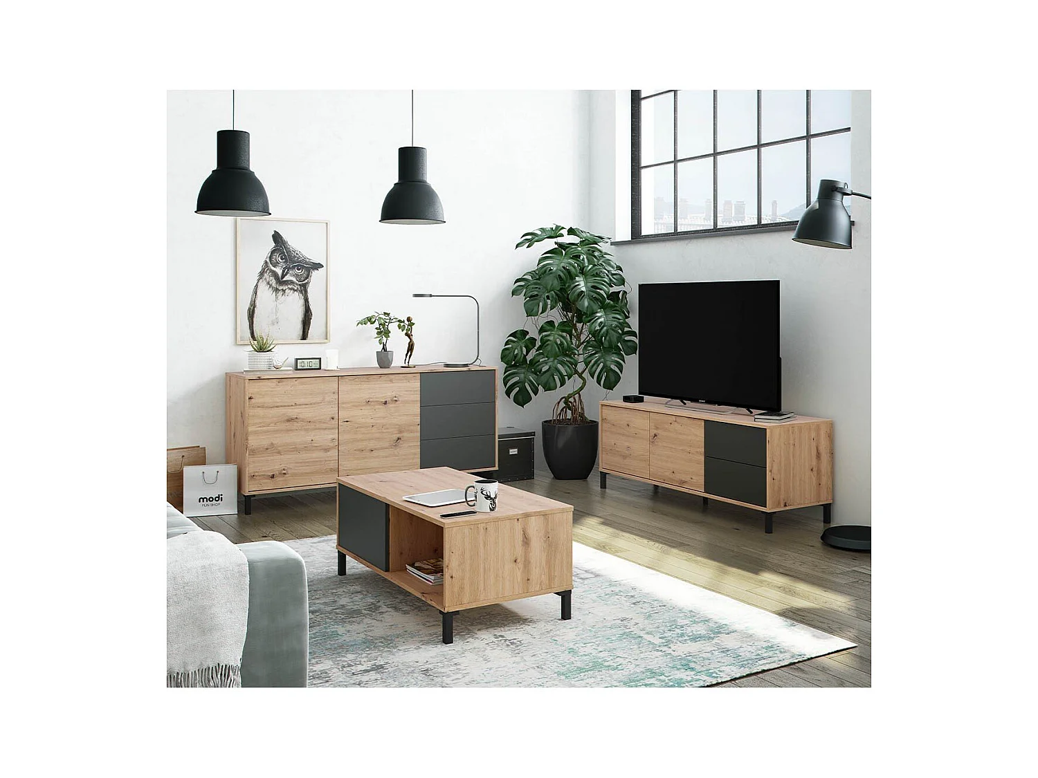 Buffet 2 portes et 3 tiroirs Brooklyn - L154cm