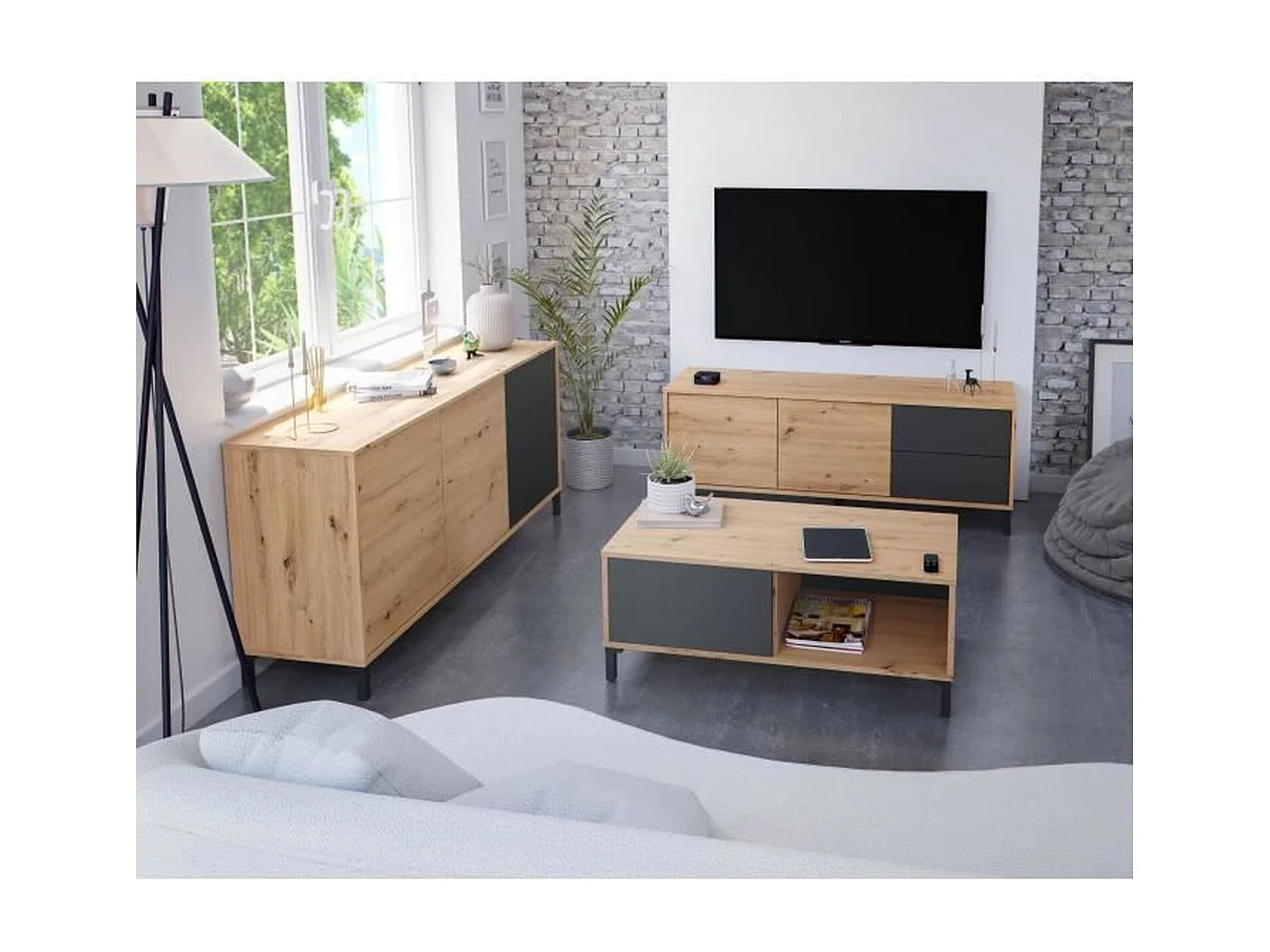 Buffet 2 portes et 3 tiroirs Brooklyn - L154cm