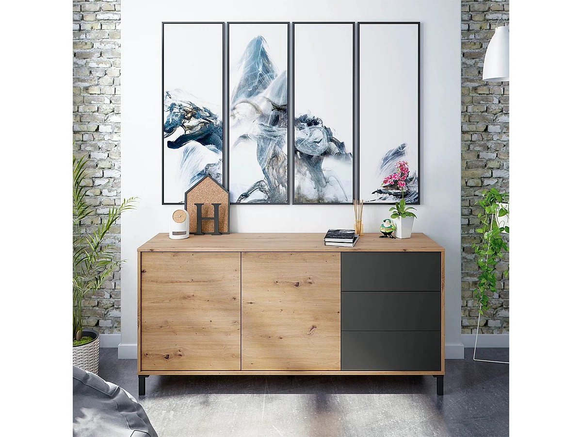 Buffet 2 portes et 3 tiroirs Brooklyn - L154cm