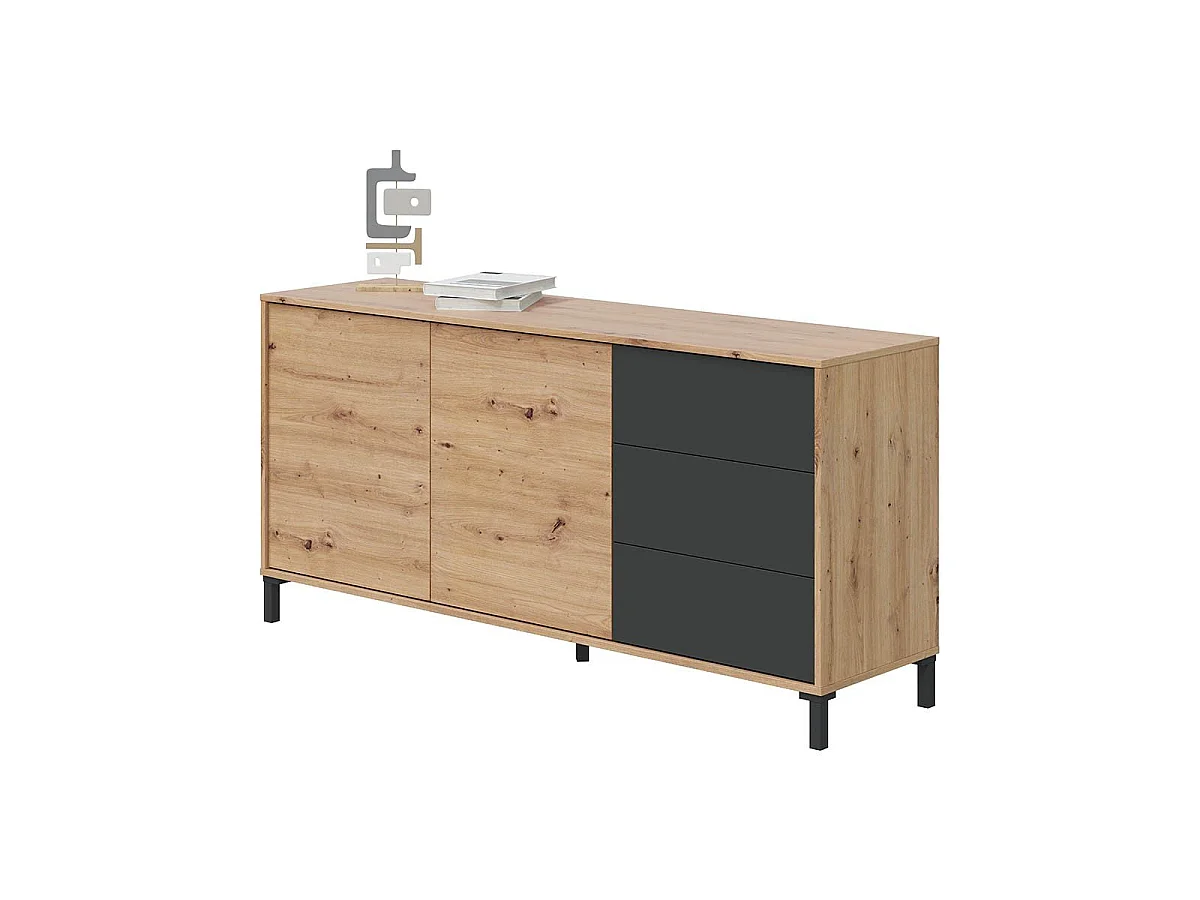 Buffet 2 portes et 3 tiroirs Brooklyn - L154cm