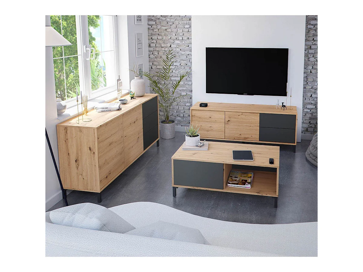 Buffet 2 portes et 3 tiroirs Brooklyn - L154cm