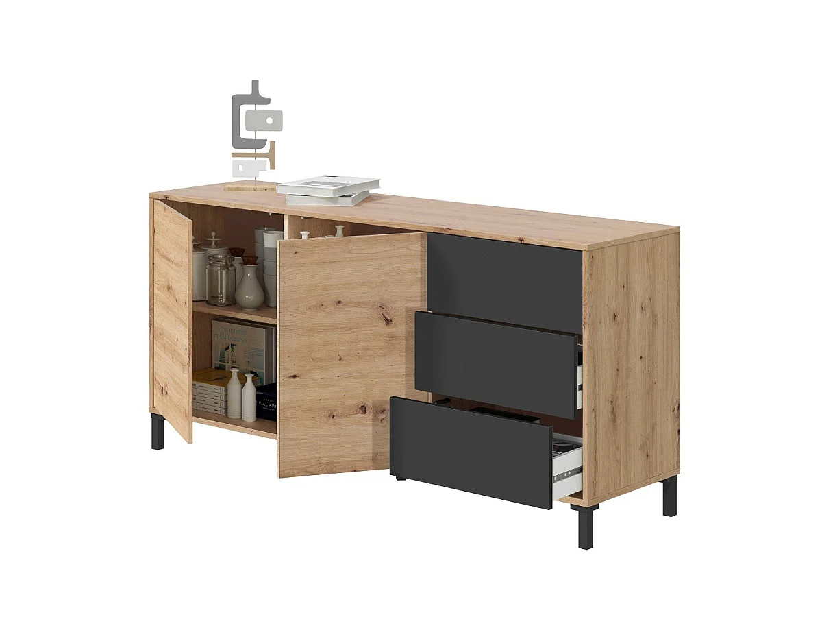 Buffet 2 portes et 3 tiroirs Brooklyn - L154cm