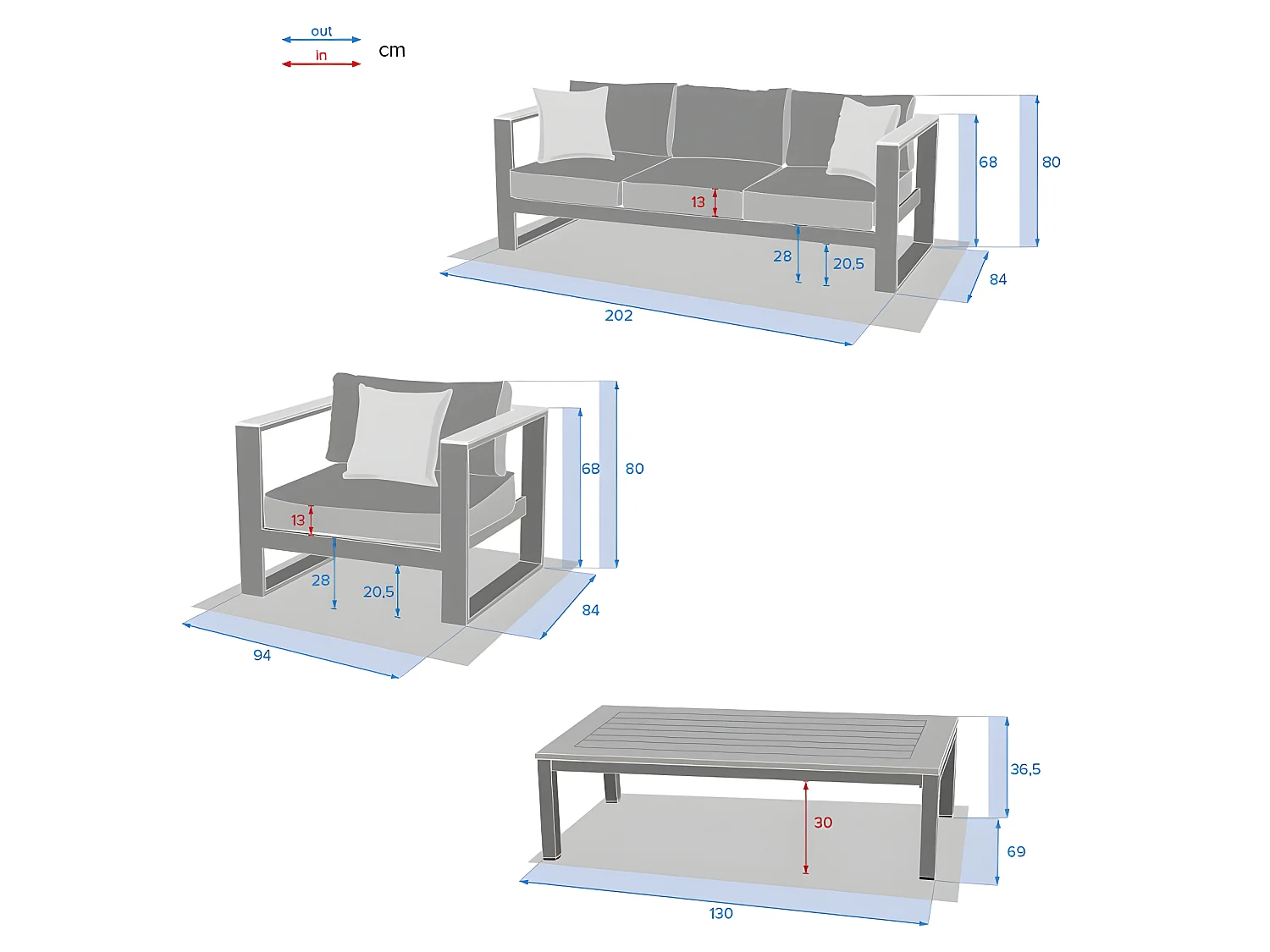 Salon de jardin Emperia 5p en aluminium et acacia Hespéride