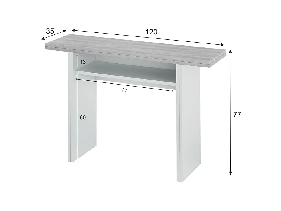 Table Extensible Système d'Ouverture en Livre de 35 à 70 cm Tavolo - L120 cm