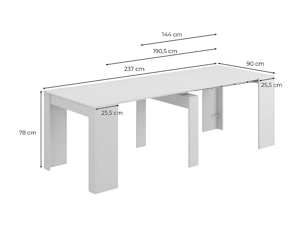 Mesa de consola extensível Kendra Blanco