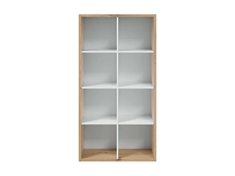 Zweifarbiges Regal mit 8 Fächern, Dekor weiß und Eiche- L72 cm