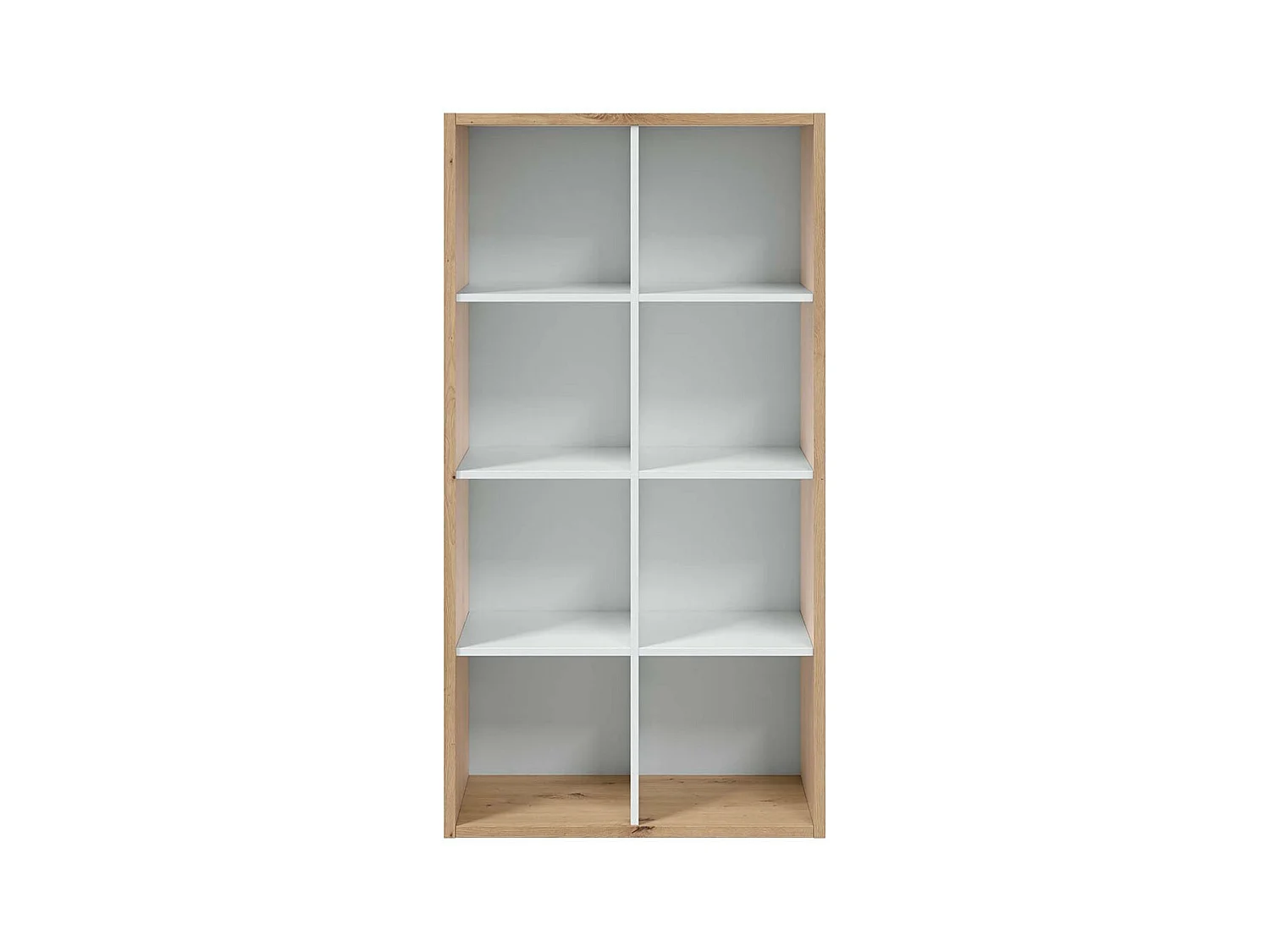 Étagère bicolore 8 casiers décor blanc et chêne noueux - L72 cm