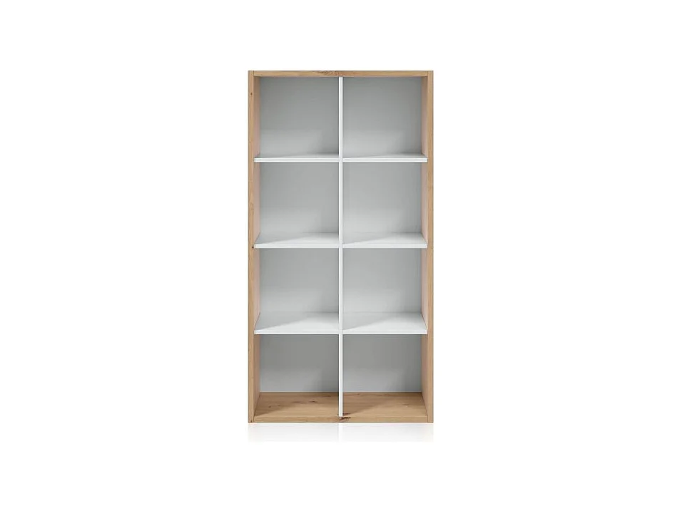 Étagère bicolore 8 casiers décor blanc et chêne noueux - L72 cm