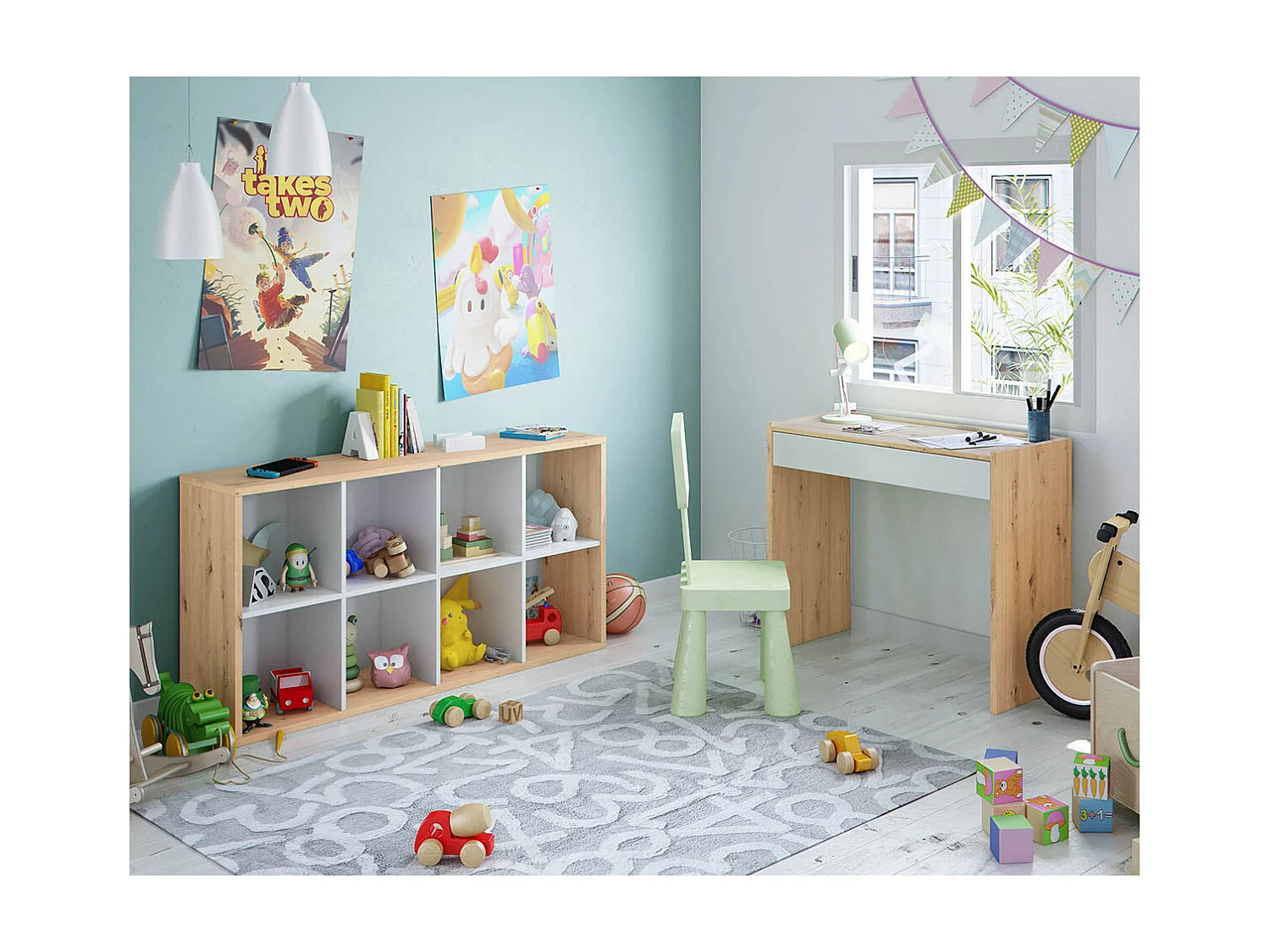 Noa 8 Prateleiras Carvalho Nodi Branco Artik Estilo Nórdico