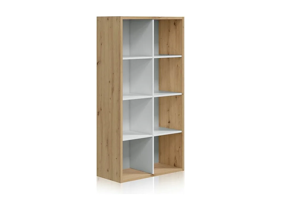 Noa 8 Prateleiras Carvalho Nodi Branco Artik Estilo Nórdico