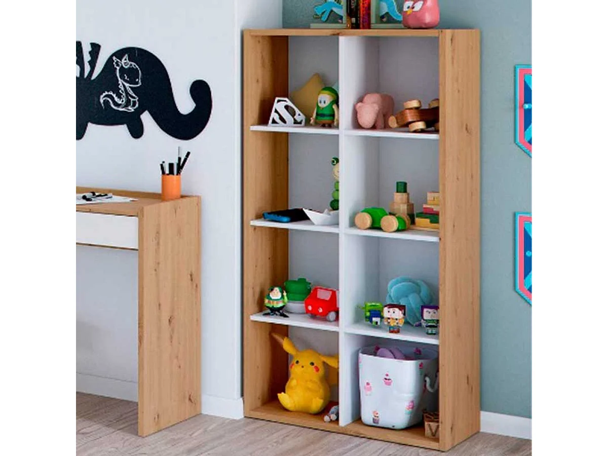 Noa 8 Prateleiras Carvalho Nodi Branco Artik Estilo Nórdico