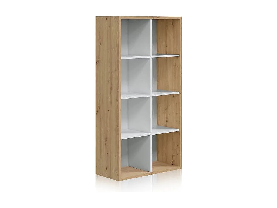 Noa 8 Prateleiras Carvalho Nodi Branco Artik Estilo Nórdico