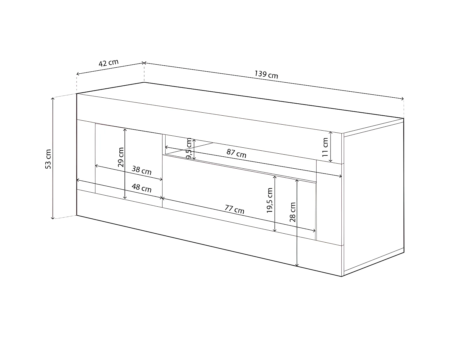 Soporte TV con 1 cajón abatible - L139 cm - Baltik
