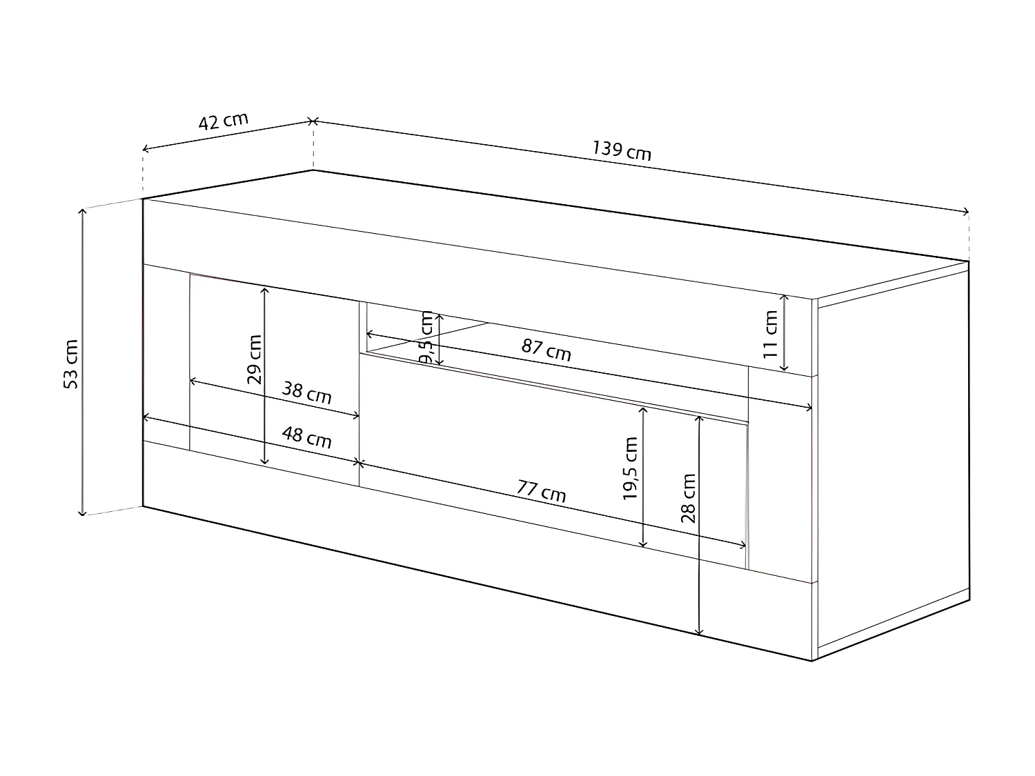 Porta TV 1 cassetto ribaltabile - L139 cm - Baltik