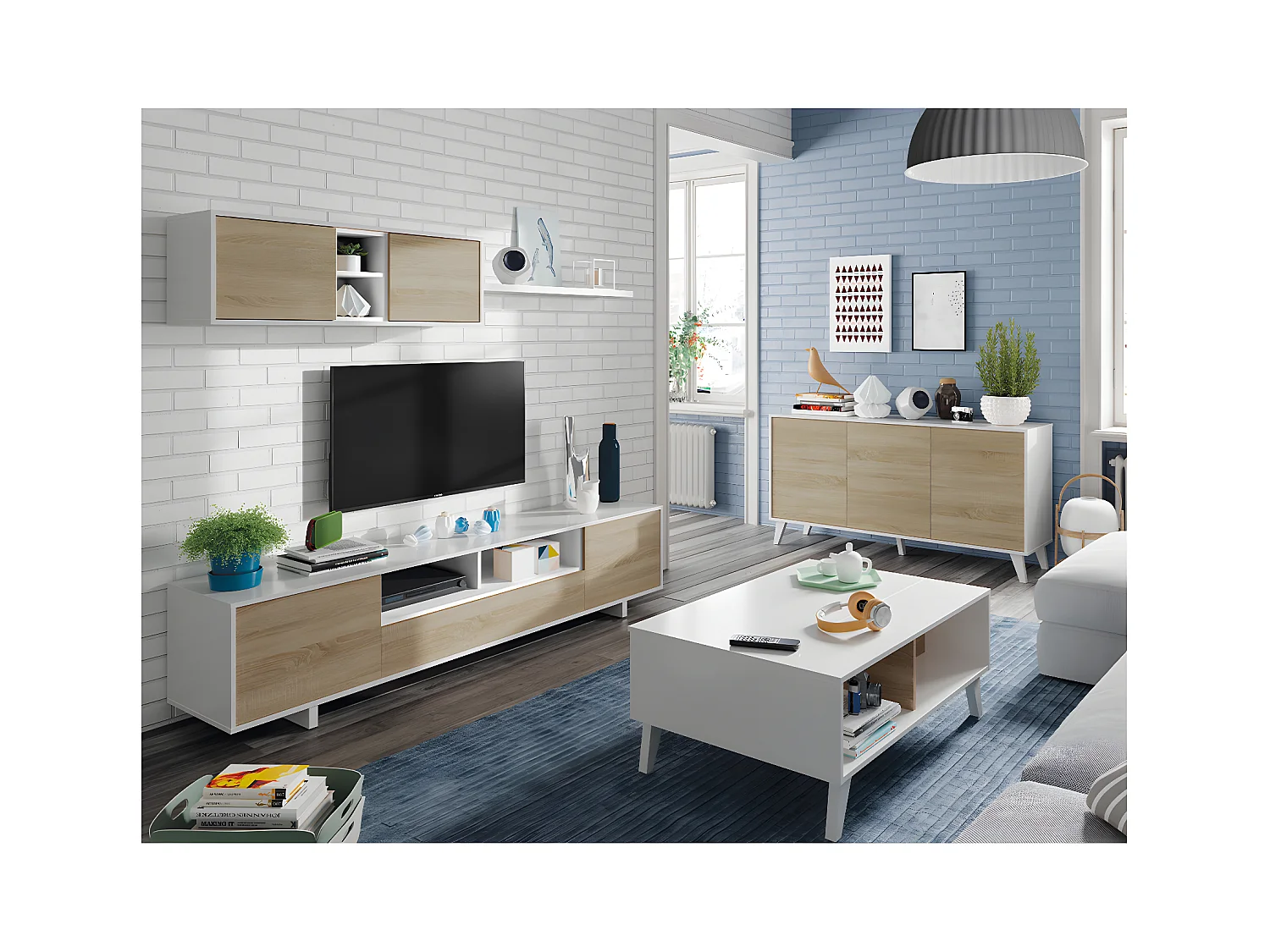 Mesa de centro con tablero parcialmente elevable - L100 cm - Zaiken Plus