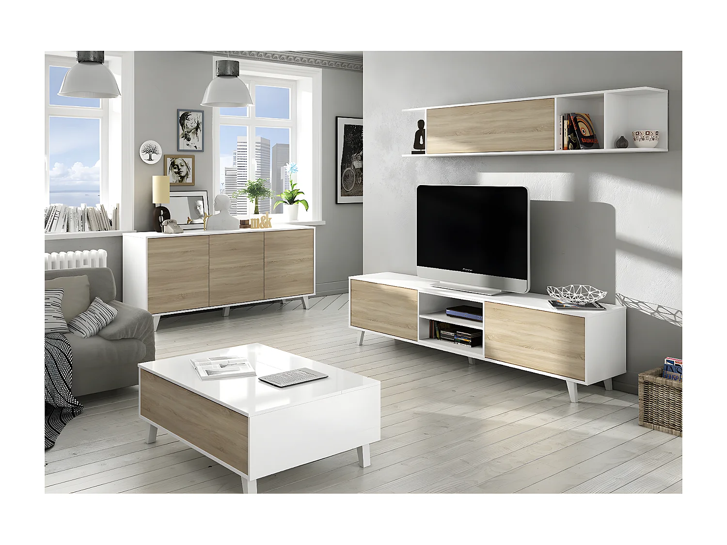 Tavolino con piano parzialmente sollevabile - L100 cm - Zaiken Plus