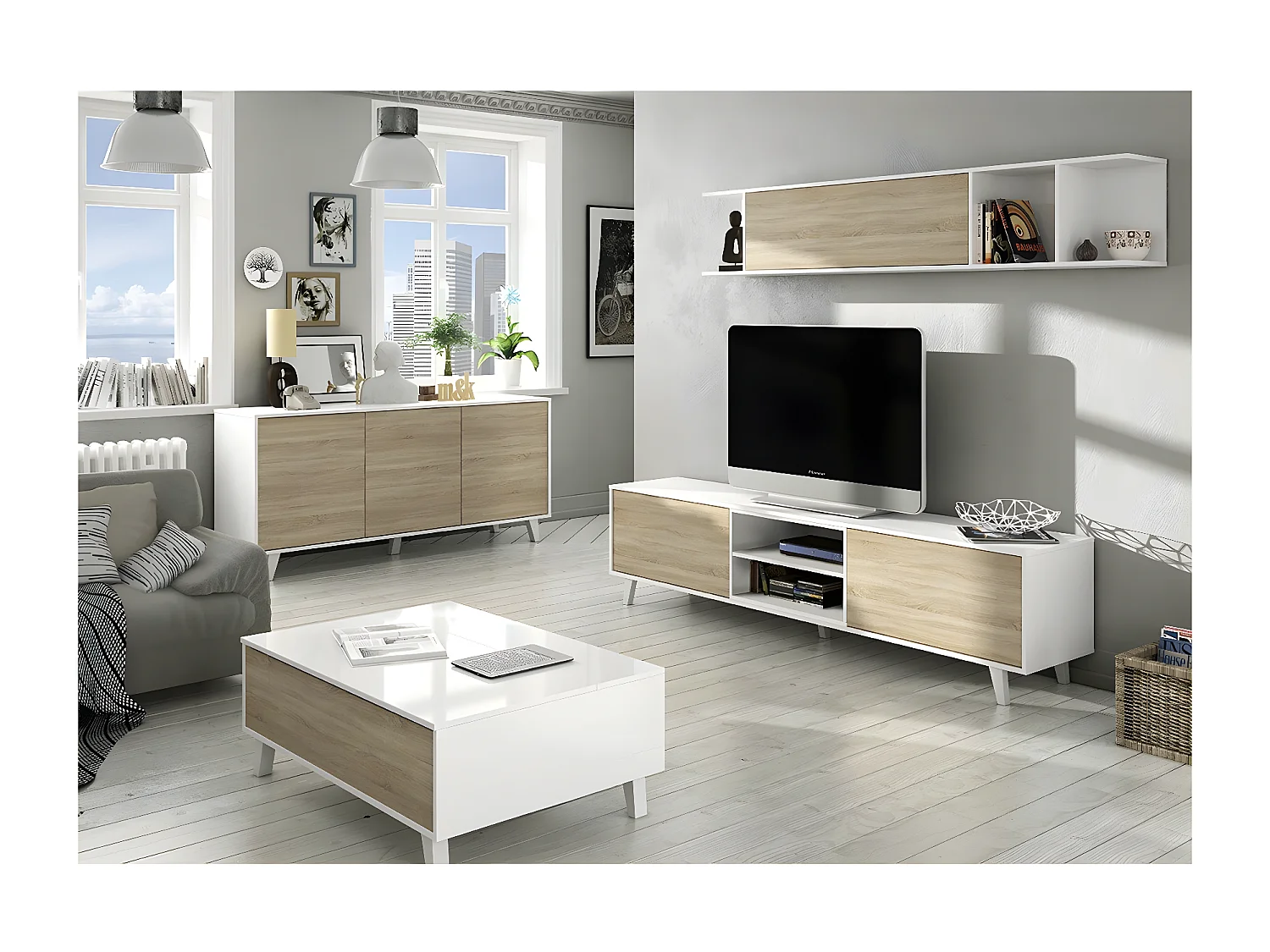 Tavolino con piano parzialmente sollevabile - L100 cm - Zaiken Plus