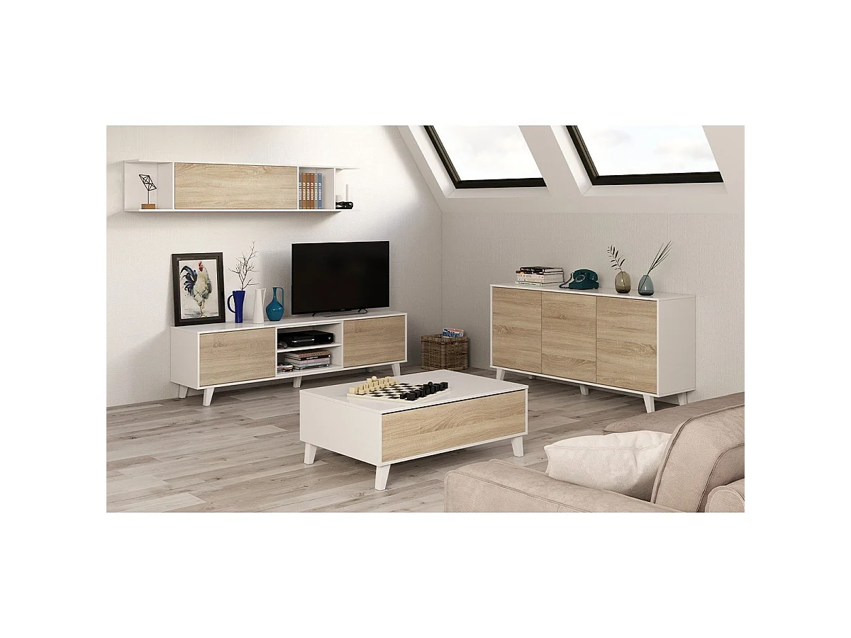 Mesa de centro con tablero parcialmente elevable - L100 cm - Zaiken Plus