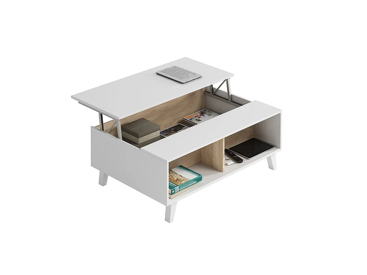 Mesa de centro con tablero parcialmente elevable - L100 cm - Zaiken Plus