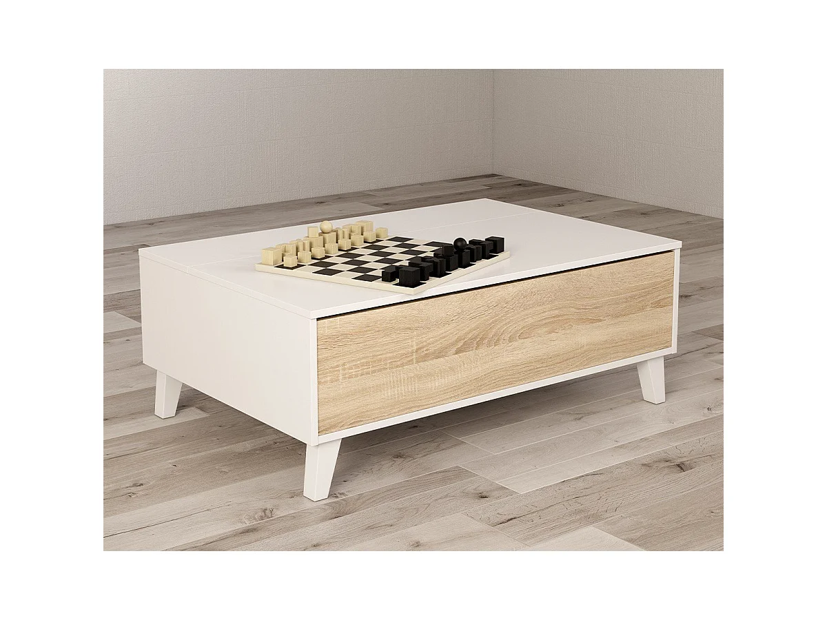 Mesa de centro con tablero parcialmente elevable - L100 cm - Zaiken Plus