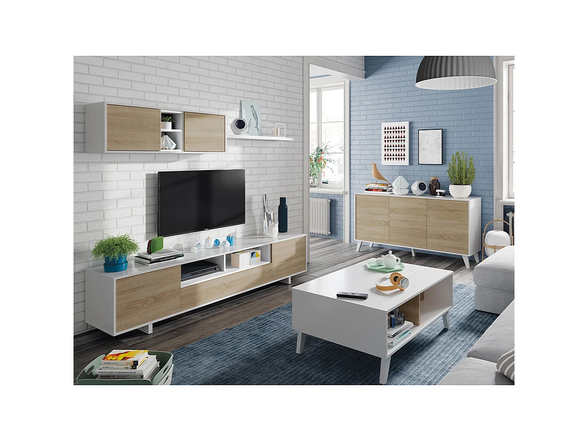 Mesa de centro con tablero parcialmente elevable - L100 cm - Zaiken Plus