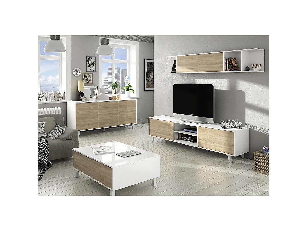 Mesa de centro con tablero parcialmente elevable - L100 cm - Zaiken Plus