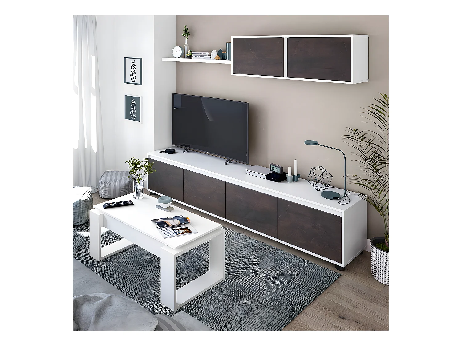 Design Couchtisch mit hochklappbarer Tischplatte L102 cm - Ciara