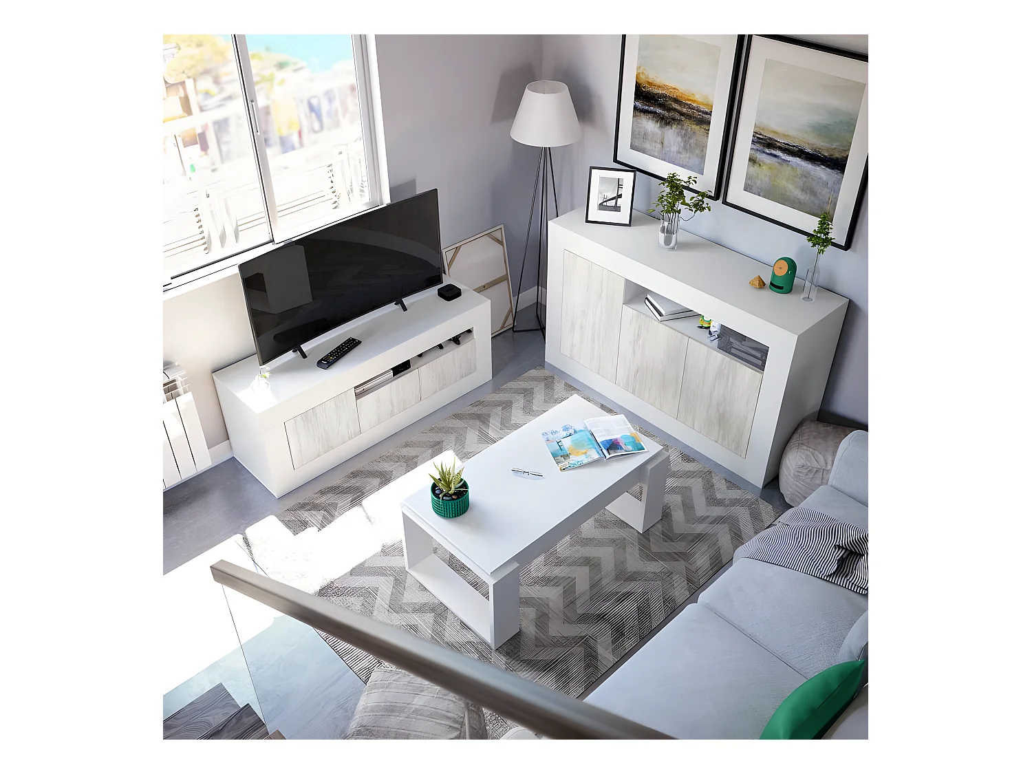 Design Couchtisch mit hochklappbarer Tischplatte L102 cm - Ciara