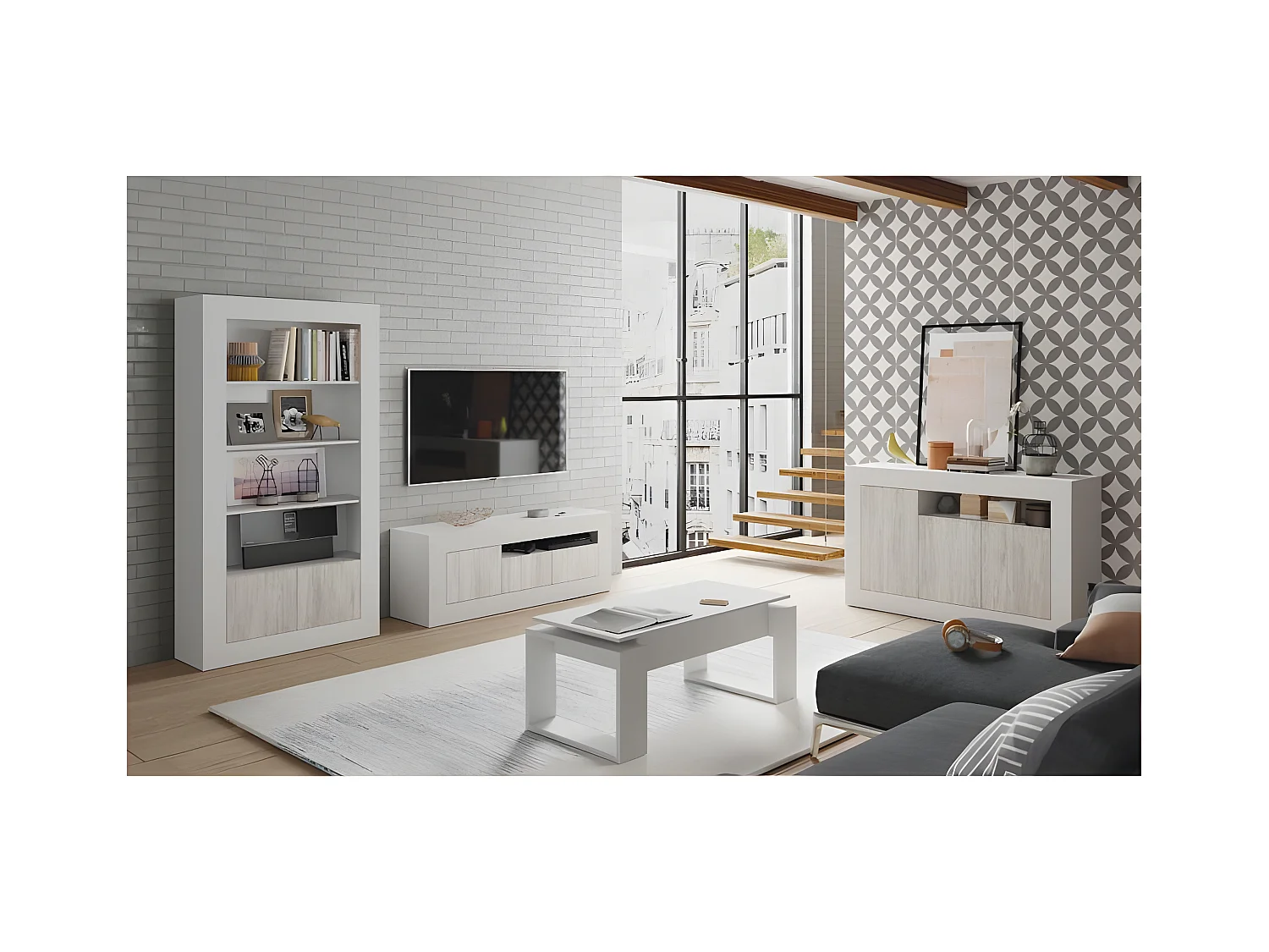 Design Couchtisch mit hochklappbarer Tischplatte L102 cm - Ciara