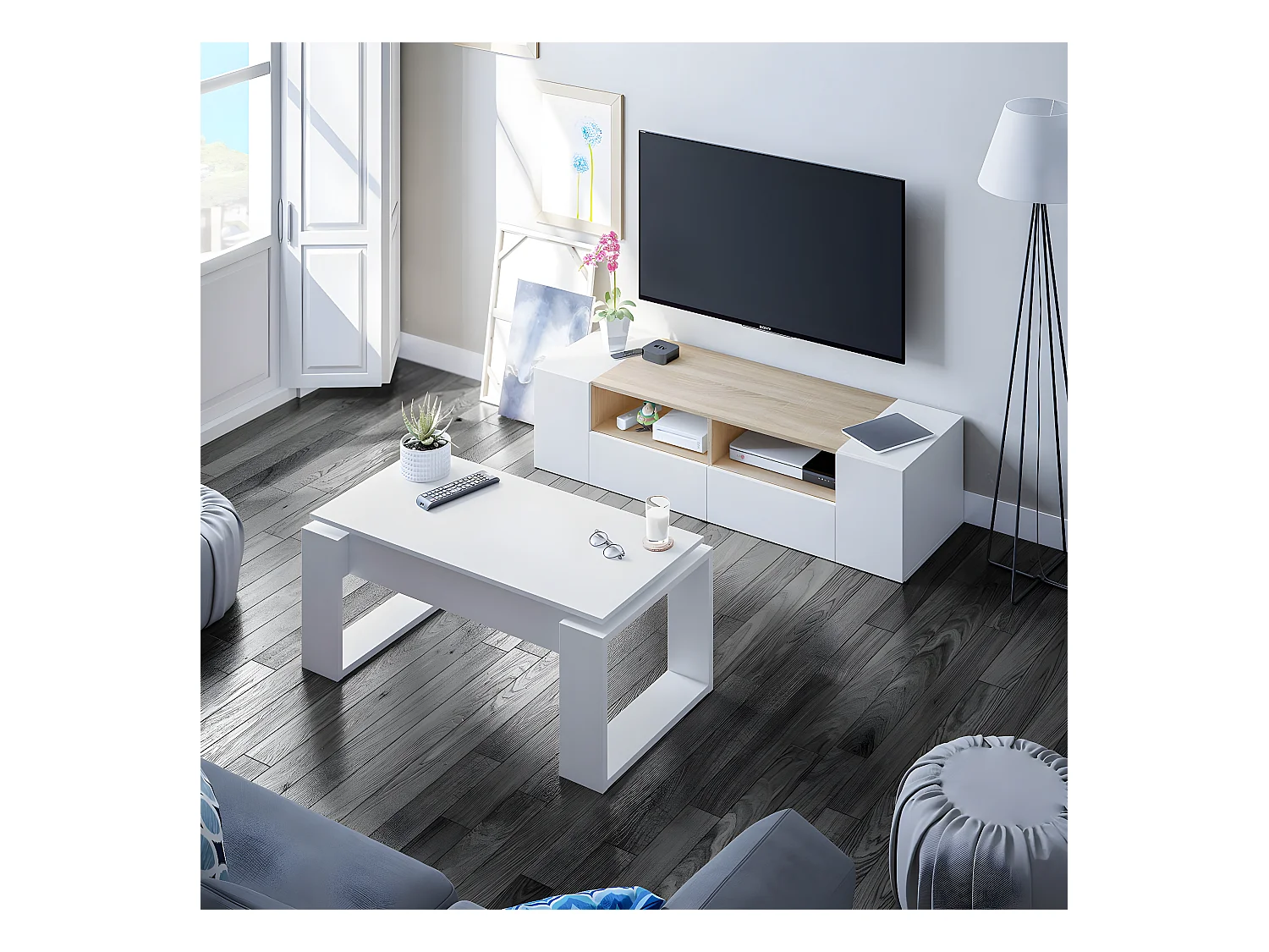 Salontafel met opklapbaar blad - L102 cm - Ciara