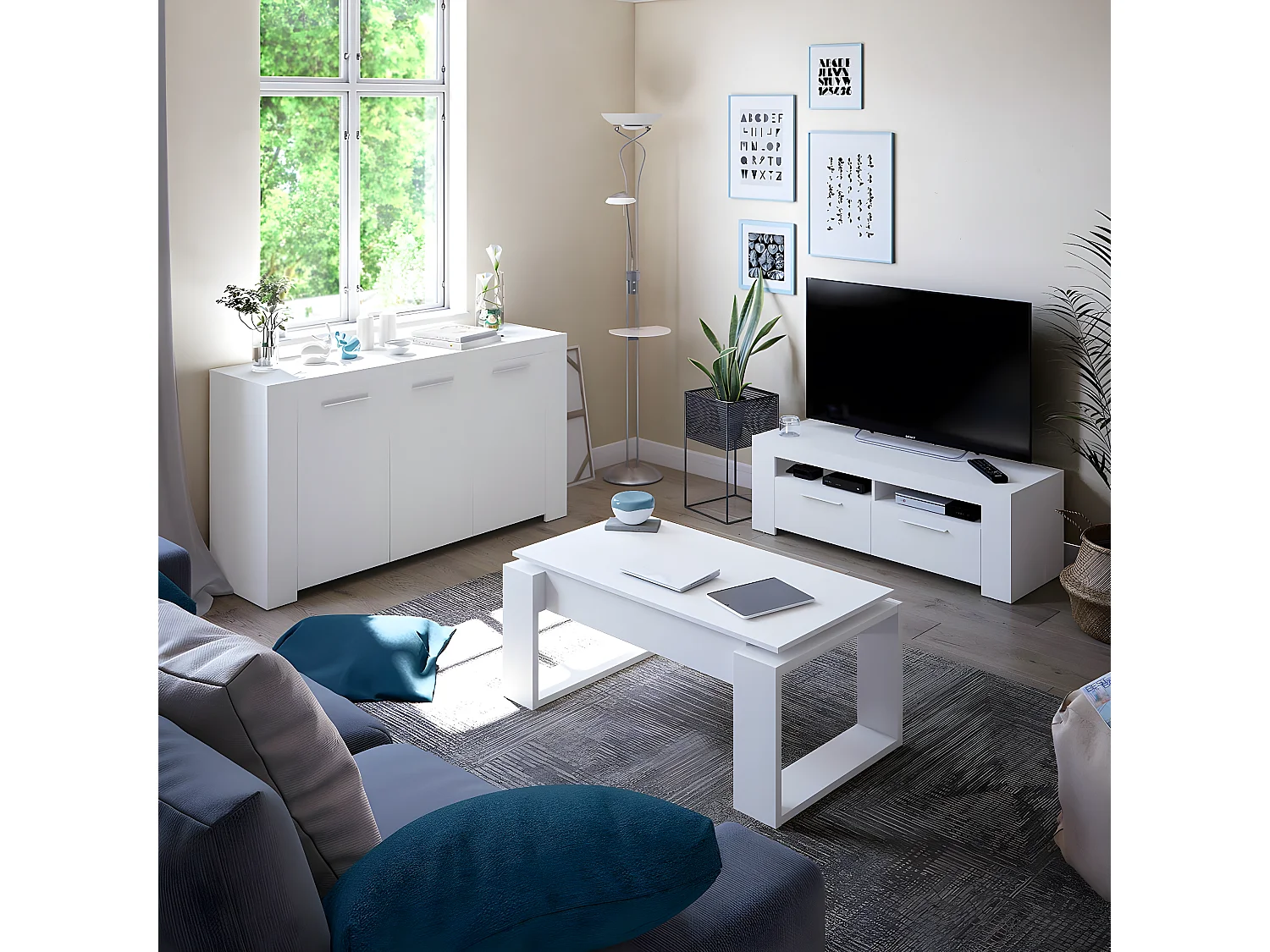 Table basse design à plateau relevable L102 cm - Ciara