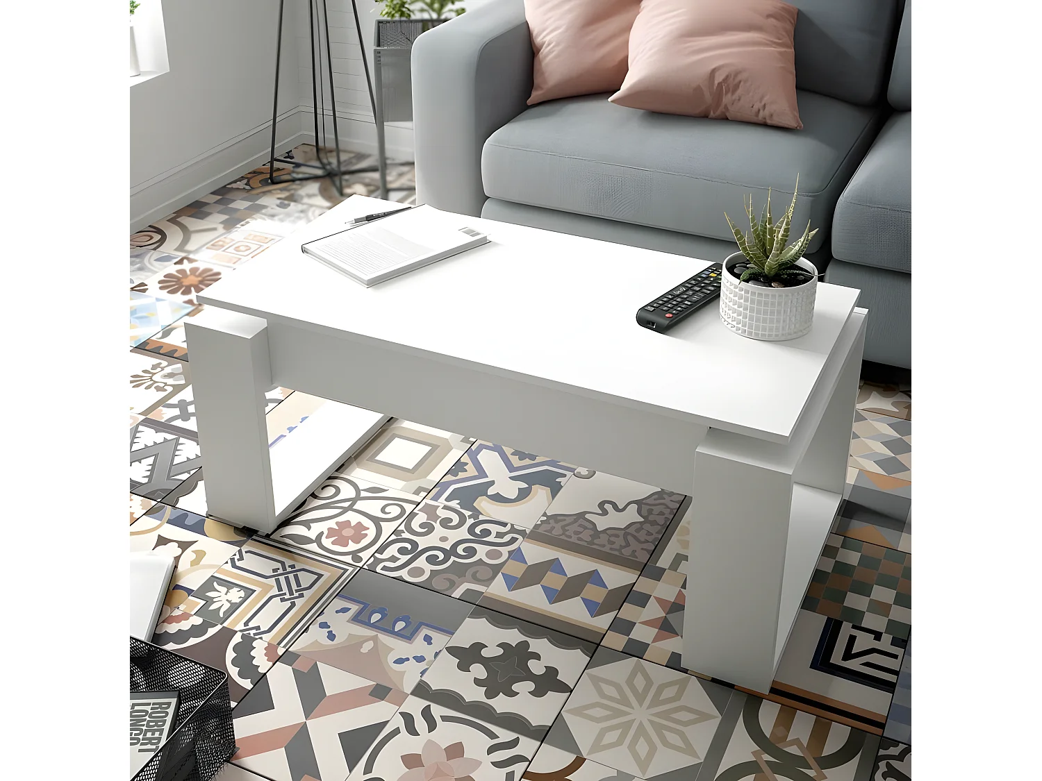 Table basse design à plateau relevable L102 cm - Ciara