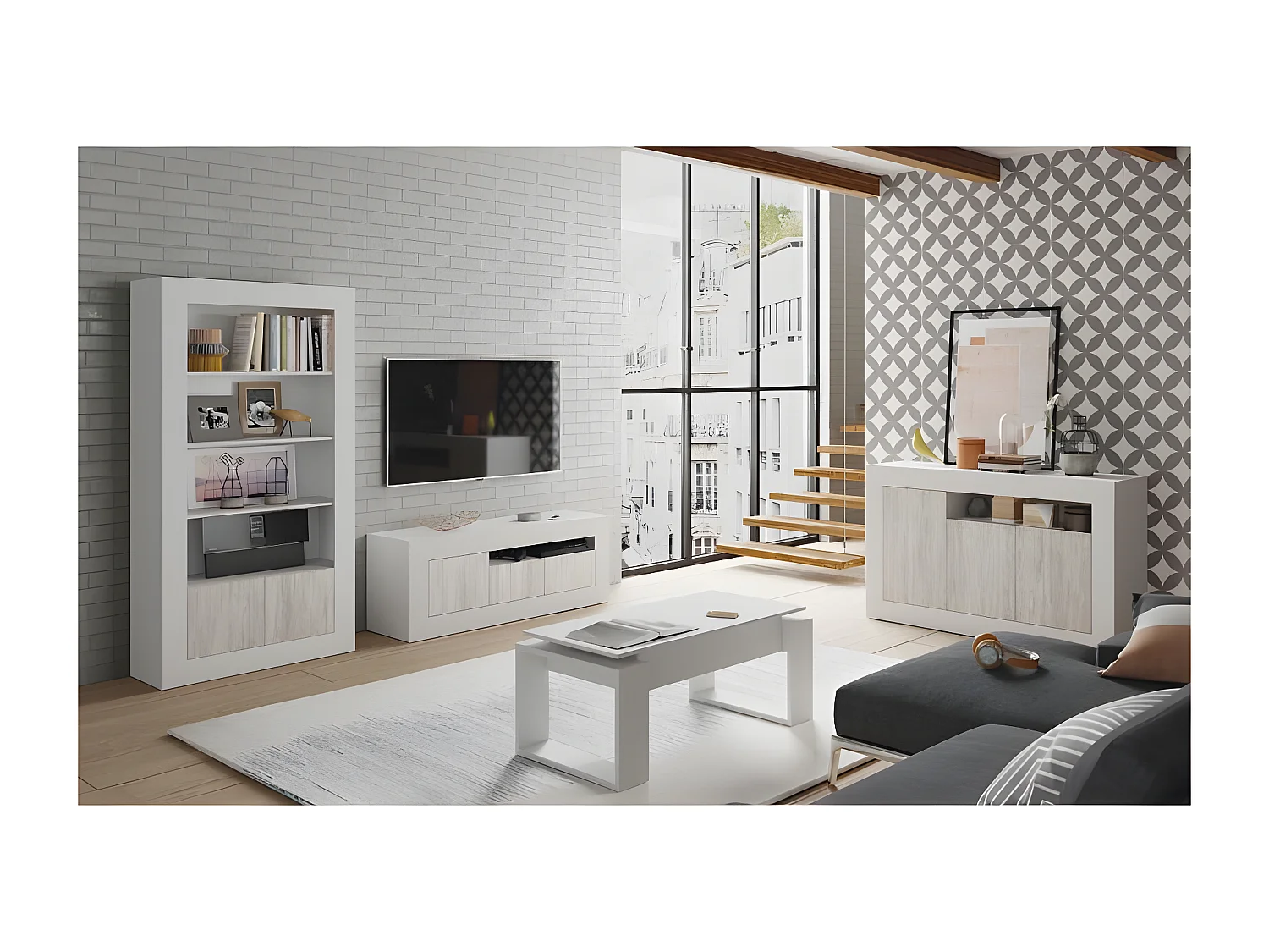 Table basse design à plateau relevable L102 cm - Ciara