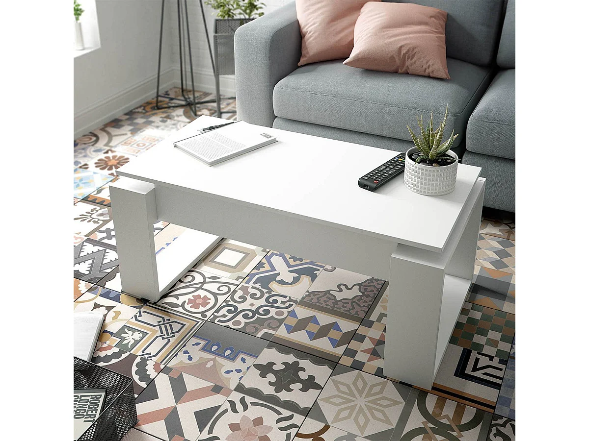 Table basse design à plateau relevable L102 cm - Ciara