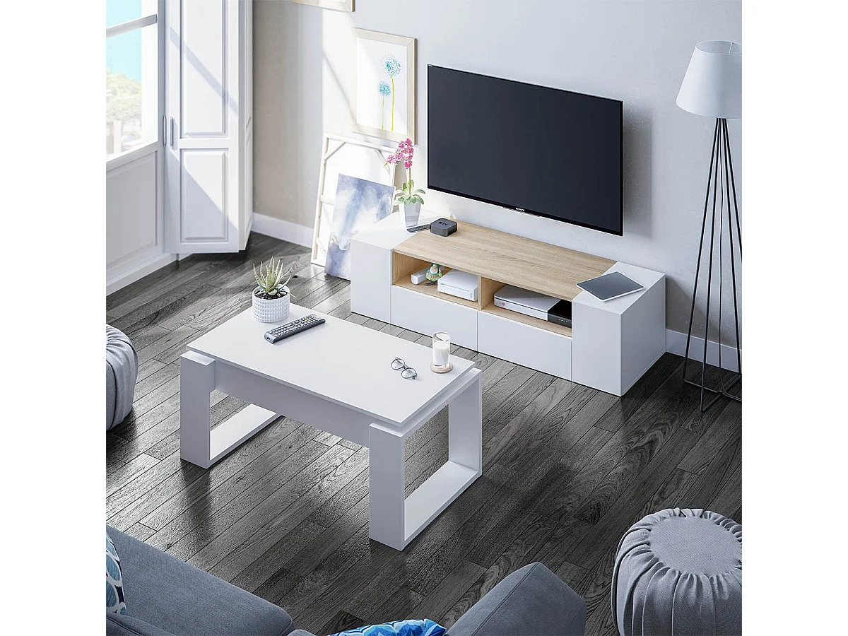 Table basse design à plateau relevable L102 cm - Ciara