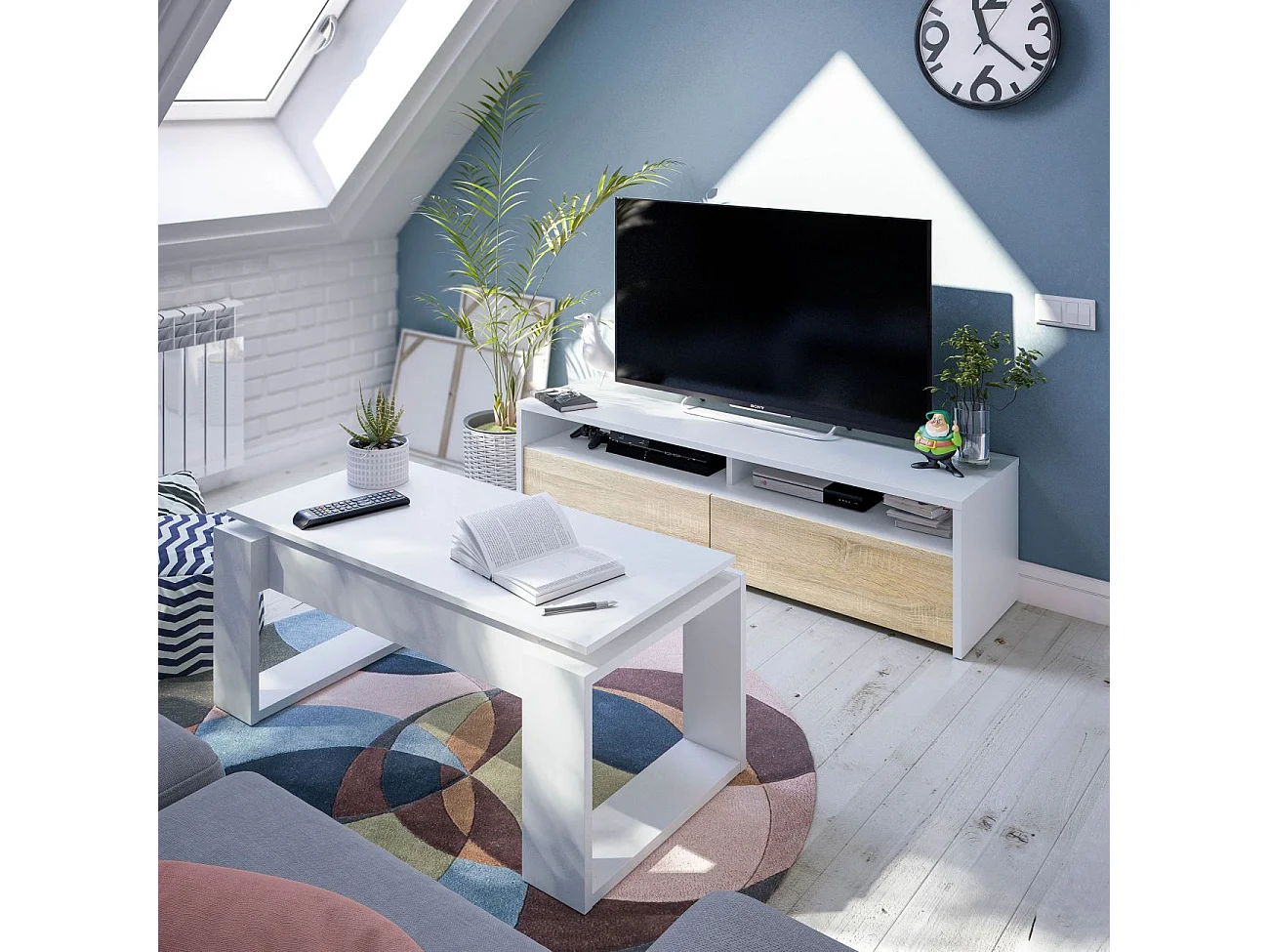 Design Couchtisch mit hochklappbarer Tischplatte L102 cm - Ciara