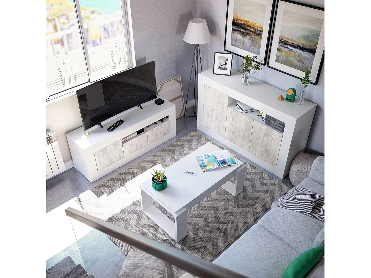 Design Couchtisch mit hochklappbarer Tischplatte L102 cm - Ciara